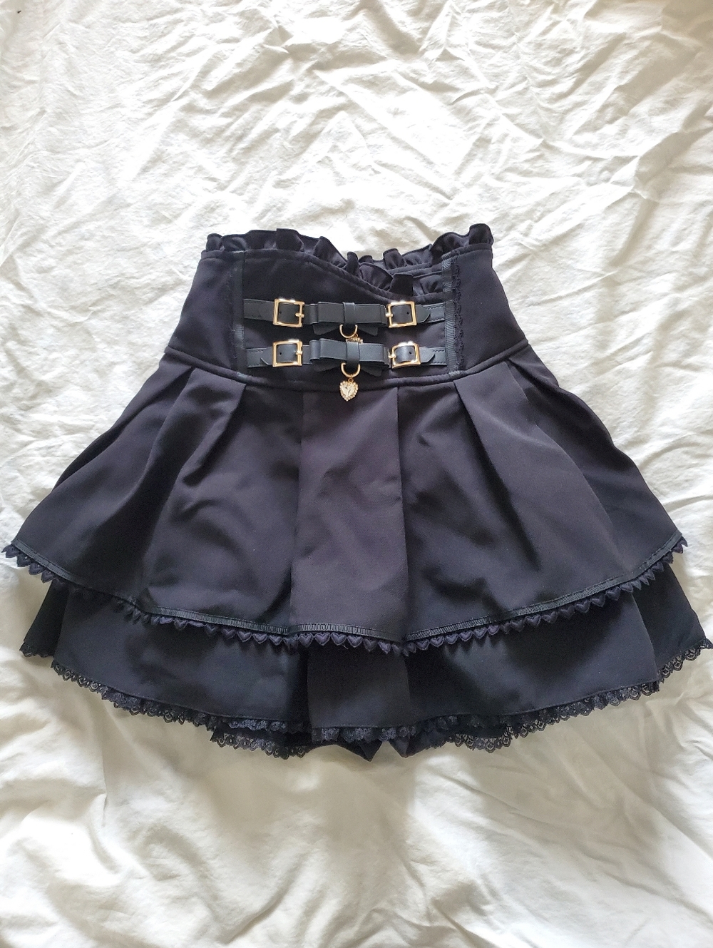 Black Pleated Skirt With Shorts.